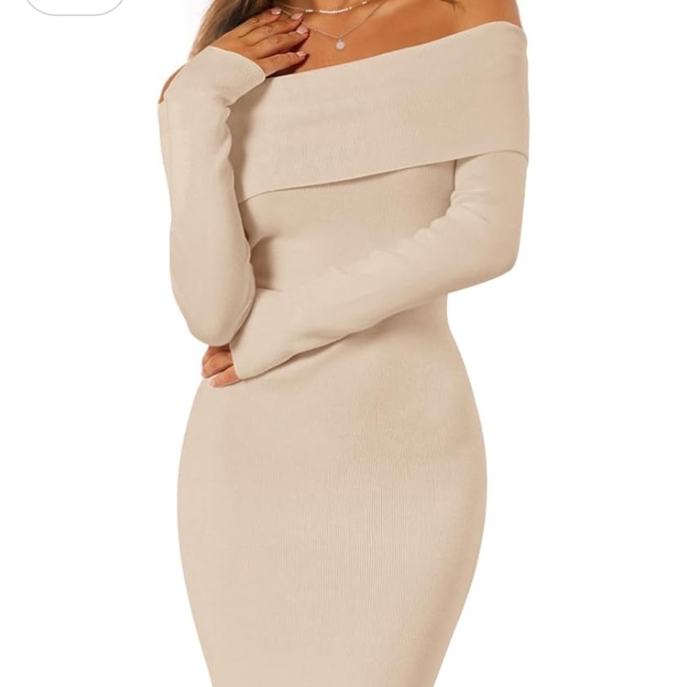Elegant Off-Shoulder Cream Dress